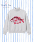 PRE-ORDER: Red Snapper Sequin Mock Neck Sweatshirt