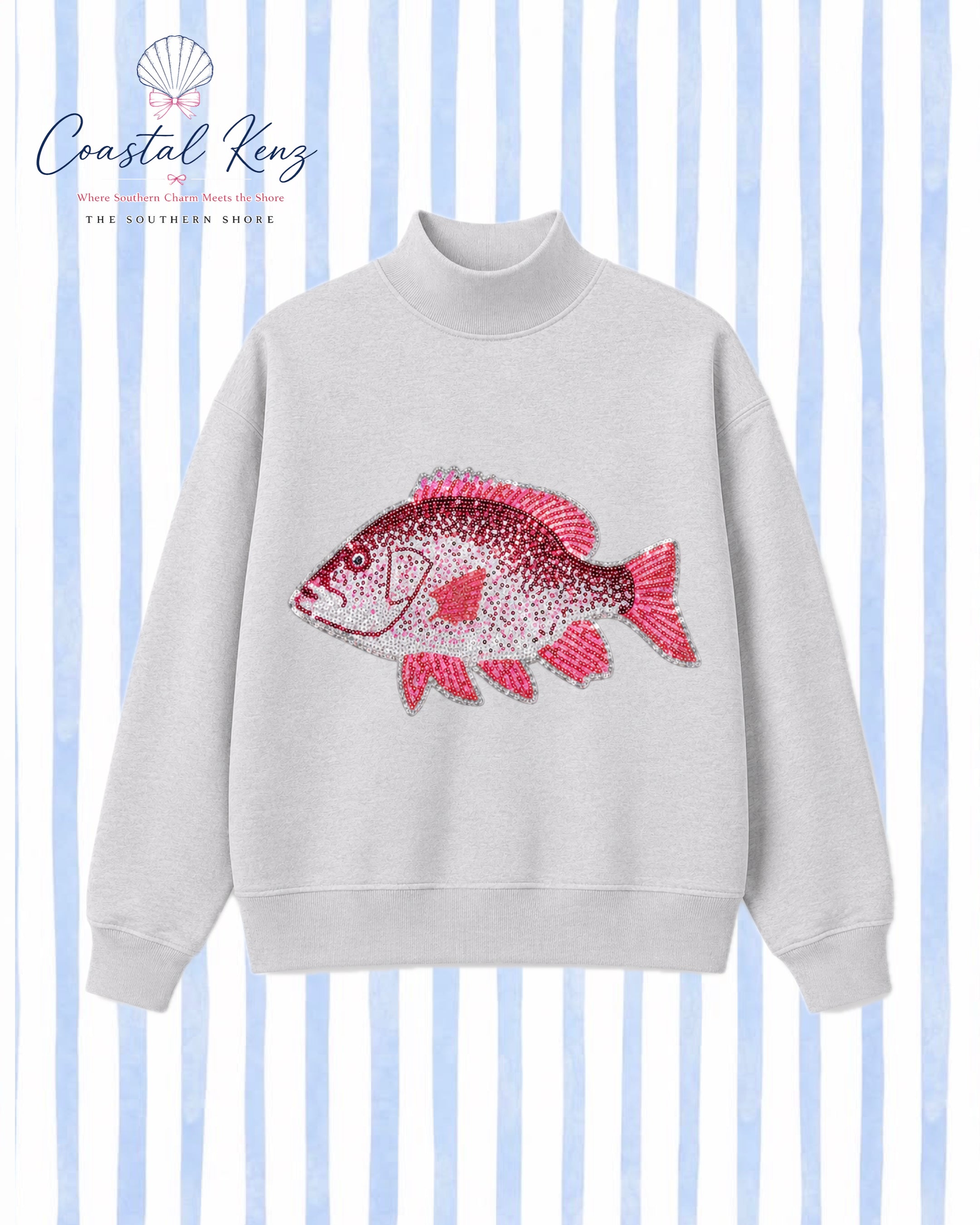 PRE-ORDER: Red Snapper Sequin Mock Neck Sweatshirt