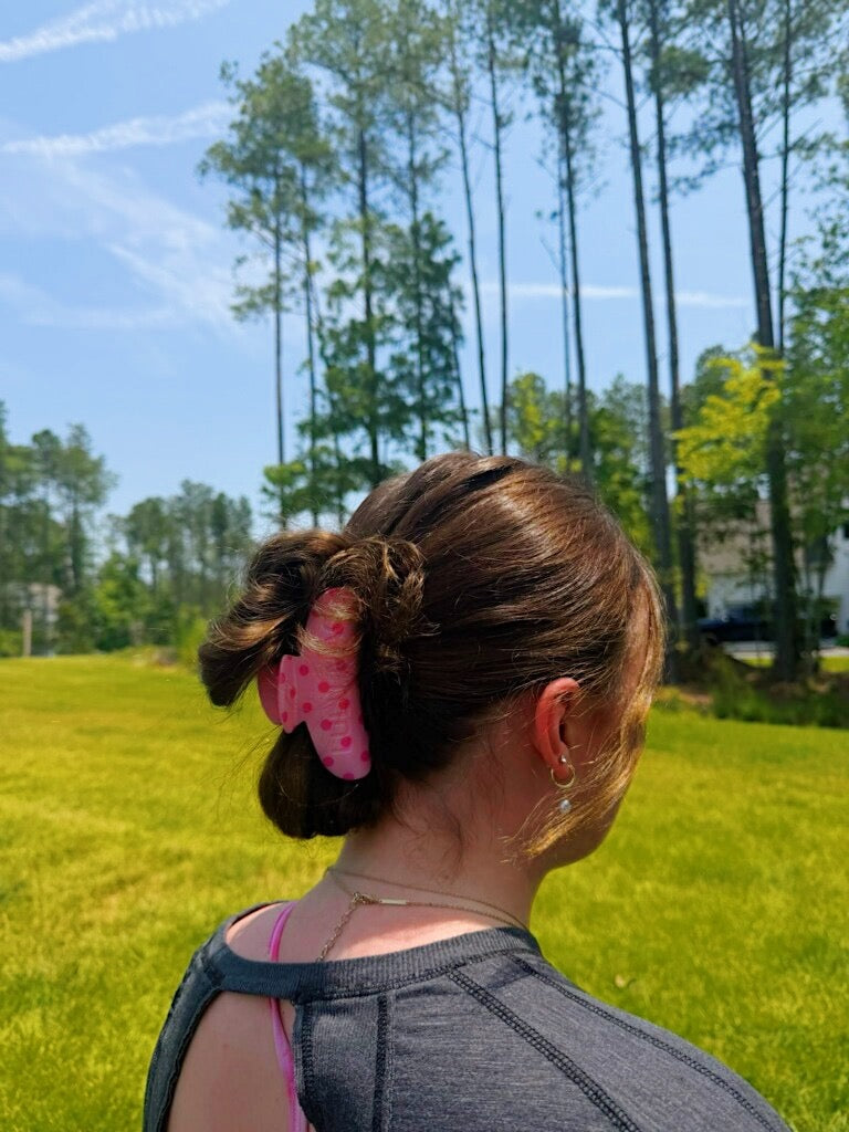 Lulu Mac Hair Clip Pink Polka Dot